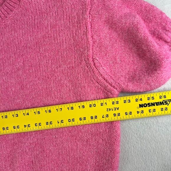 Zara Sweater Womens Medium Pink Cropped Wool Alpaca Knit Short Balloon Sleeve - Picture 4 of 6